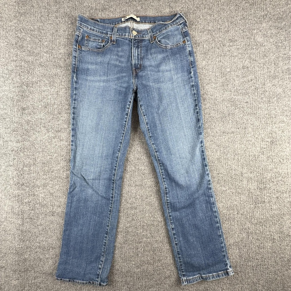 Levi's 505 Straight Leg Jeans Womens 10 Medium Wash Blue Mid Rise Stretch Denim